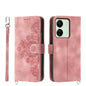 Skin-feel Flowers Embossed Wallet Leather Phone Case