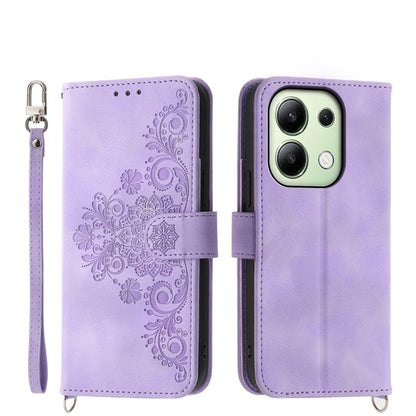 Skin-feel Flowers Embossed Wallet Leather Phone Case, Series 2