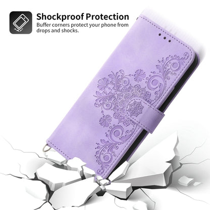 Skin-feel Flowers Embossed Wallet Leather Phone Case