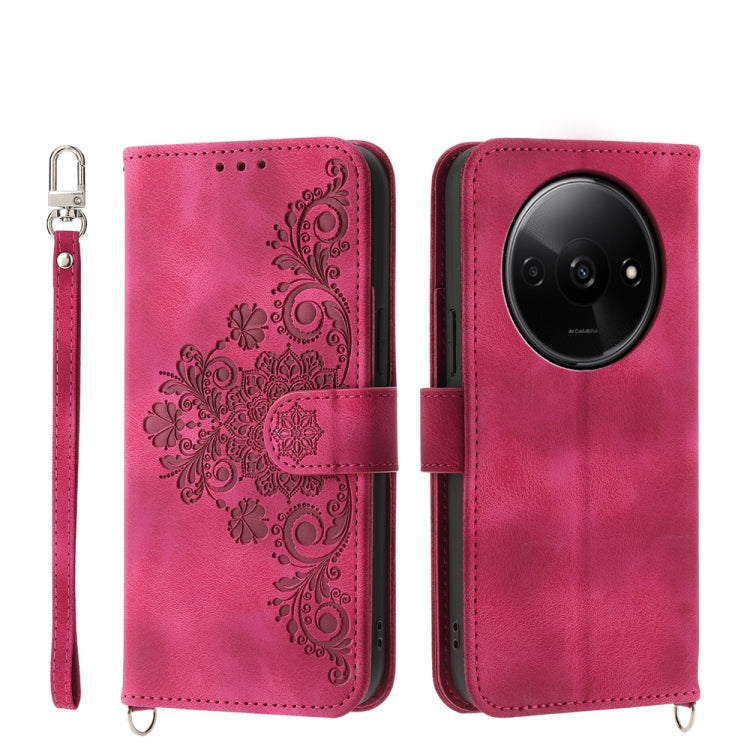 Skin-feel Flowers Embossed Wallet Leather Phone Case