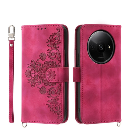 Skin-feel Flowers Embossed Wallet Leather Phone Case