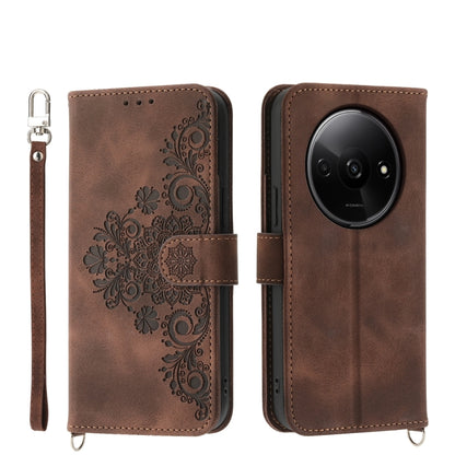 Skin-feel Flowers Embossed Wallet Leather Phone Case