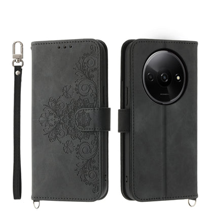Skin-feel Flowers Embossed Wallet Leather Phone Case