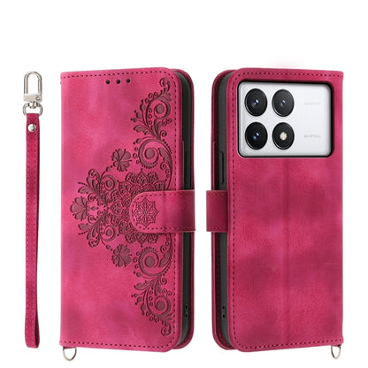 Skin-feel Flowers Embossed Wallet Leather Phone Case
