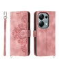 Skin-feel Flowers Embossed Wallet Leather Phone Case