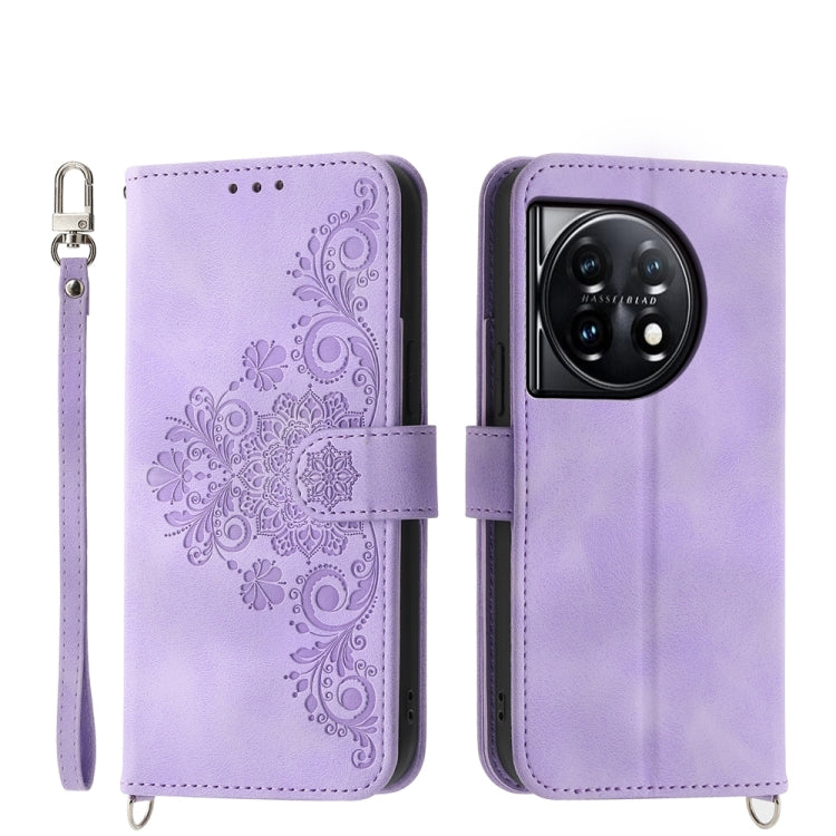 Skin-feel Flowers Embossed Wallet Leather Phone Case