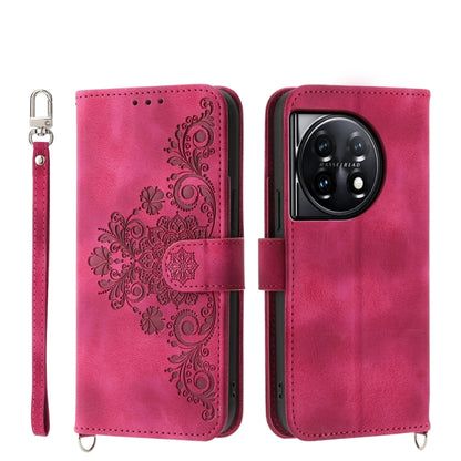 Skin-feel Flowers Embossed Wallet Leather Phone Case