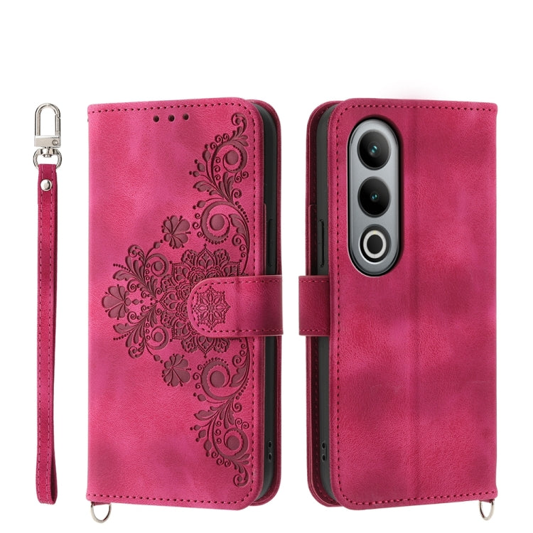 Skin-feel Flowers Embossed Wallet Leather Phone Case, For OnePlus 13R / Ace 5 / Ace 5 Pro, For OnePlus Nord 4 5G, For OnePlus Ace 3V, For OnePlus Nord CE4 5G
