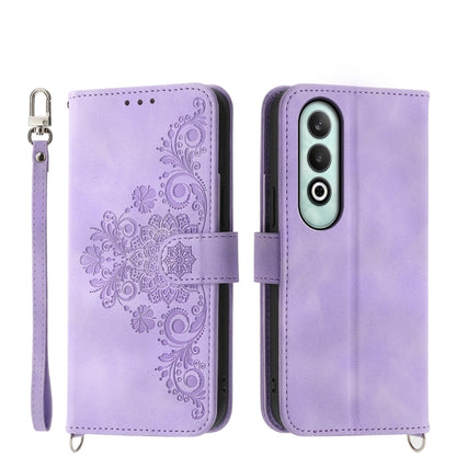 Skin-feel Flowers Embossed Wallet Leather Phone Case, For OnePlus 13R / Ace 5 / Ace 5 Pro, For OnePlus Nord 4 5G, For OnePlus Ace 3V, For OnePlus Nord CE4 5G