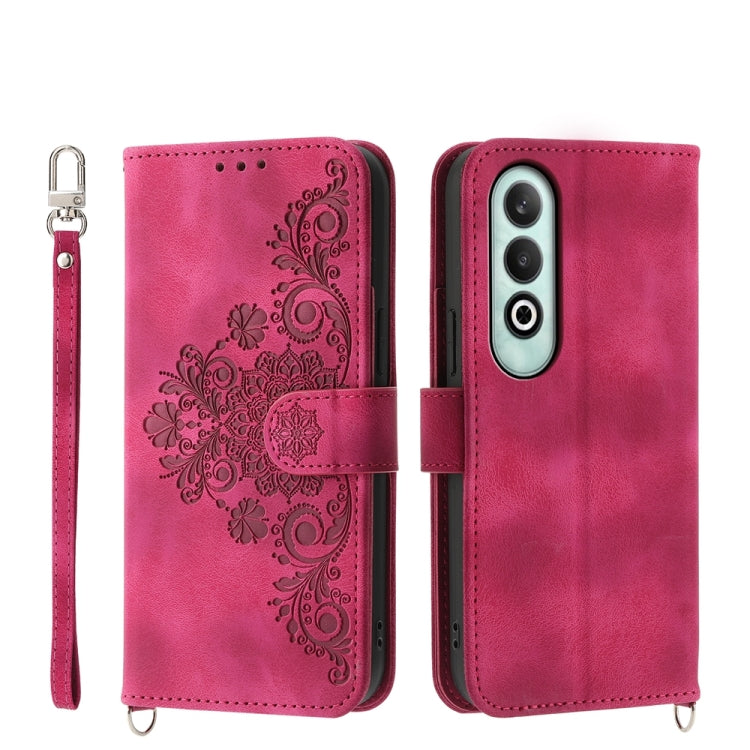 Skin-feel Flowers Embossed Wallet Leather Phone Case, For OnePlus 13R / Ace 5 / Ace 5 Pro, For OnePlus Nord 4 5G, For OnePlus Ace 3V, For OnePlus Nord CE4 5G