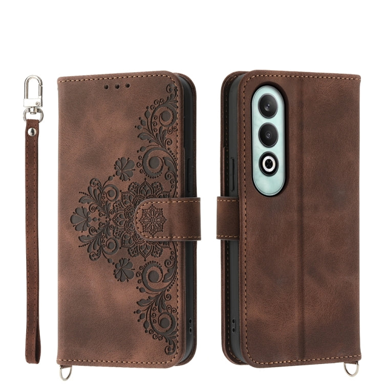 Skin-feel Flowers Embossed Wallet Leather Phone Case, For OnePlus 13R / Ace 5 / Ace 5 Pro, For OnePlus Nord 4 5G, For OnePlus Ace 3V, For OnePlus Nord CE4 5G