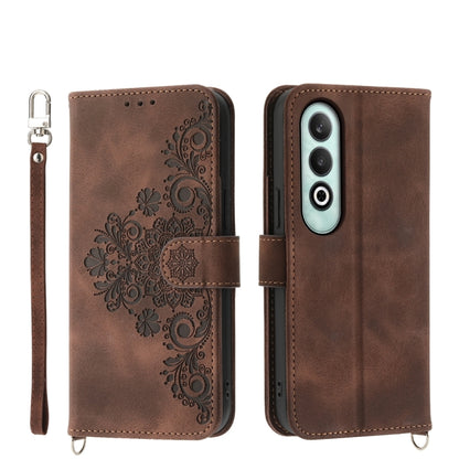 Skin-feel Flowers Embossed Wallet Leather Phone Case, For OnePlus 13R / Ace 5 / Ace 5 Pro, For OnePlus Nord 4 5G, For OnePlus Ace 3V, For OnePlus Nord CE4 5G