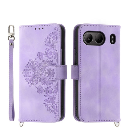 Skin-feel Flowers Embossed Wallet Leather Phone Case, For OnePlus 13R / Ace 5 / Ace 5 Pro, For OnePlus Nord 4 5G, For OnePlus Ace 3V, For OnePlus Nord CE4 5G