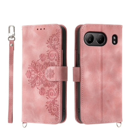 Skin-feel Flowers Embossed Wallet Leather Phone Case, For OnePlus 13R / Ace 5 / Ace 5 Pro, For OnePlus Nord 4 5G, For OnePlus Ace 3V, For OnePlus Nord CE4 5G
