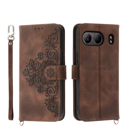 Skin-feel Flowers Embossed Wallet Leather Phone Case, For OnePlus 13R / Ace 5 / Ace 5 Pro, For OnePlus Nord 4 5G, For OnePlus Ace 3V, For OnePlus Nord CE4 5G