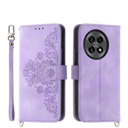 Skin-feel Flowers Embossed Wallet Leather Phone Case, For OnePlus 13R / Ace 5 / Ace 5 Pro, For OnePlus Nord 4 5G, For OnePlus Ace 3V, For OnePlus Nord CE4 5G