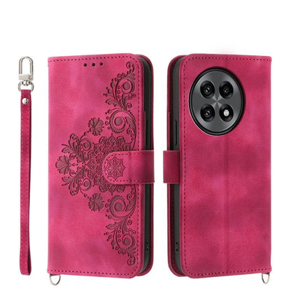 Skin-feel Flowers Embossed Wallet Leather Phone Case, For OnePlus 13R / Ace 5 / Ace 5 Pro, For OnePlus Nord 4 5G, For OnePlus Ace 3V, For OnePlus Nord CE4 5G