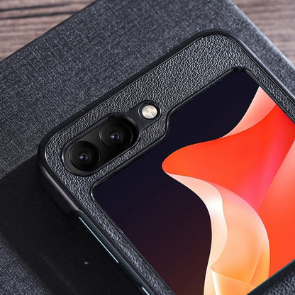 Three-stage Folding Leather Texture Phone Case, For Samsung Galaxy Z Flip6 / Flip7 FE, For Samsung Galaxy Z Flip5