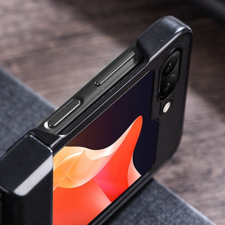 Three-stage Folding Leather Texture Phone Case, For Samsung Galaxy Z Flip6 / Flip7 FE, For Samsung Galaxy Z Flip5