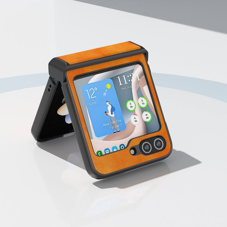 ABEEL Dual Color Lichi Texture PU Phone Case, For Samsung Galaxy Z Flip6 / Flip7 FE, For Samsung Galaxy Z Flip5