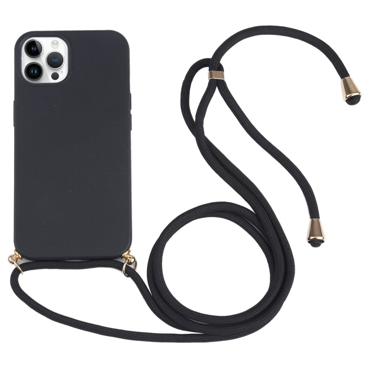 Wheat Straw TPU Shockproof Phone Case with Neck Lanyard, For iPhone 16, For iPhone 15 Pro Max, For iPhone 15 Pro