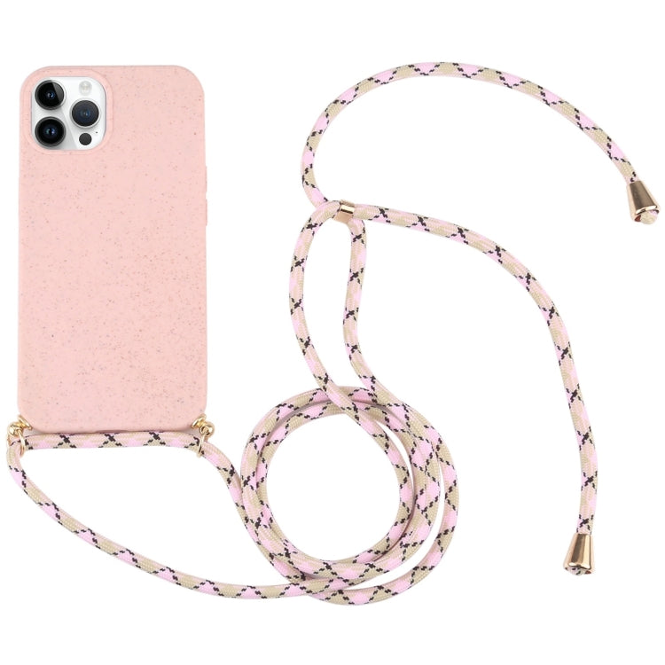 Wheat Straw TPU Shockproof Phone Case with Neck Lanyard, For iPhone 16, For iPhone 15 Pro Max, For iPhone 15 Pro