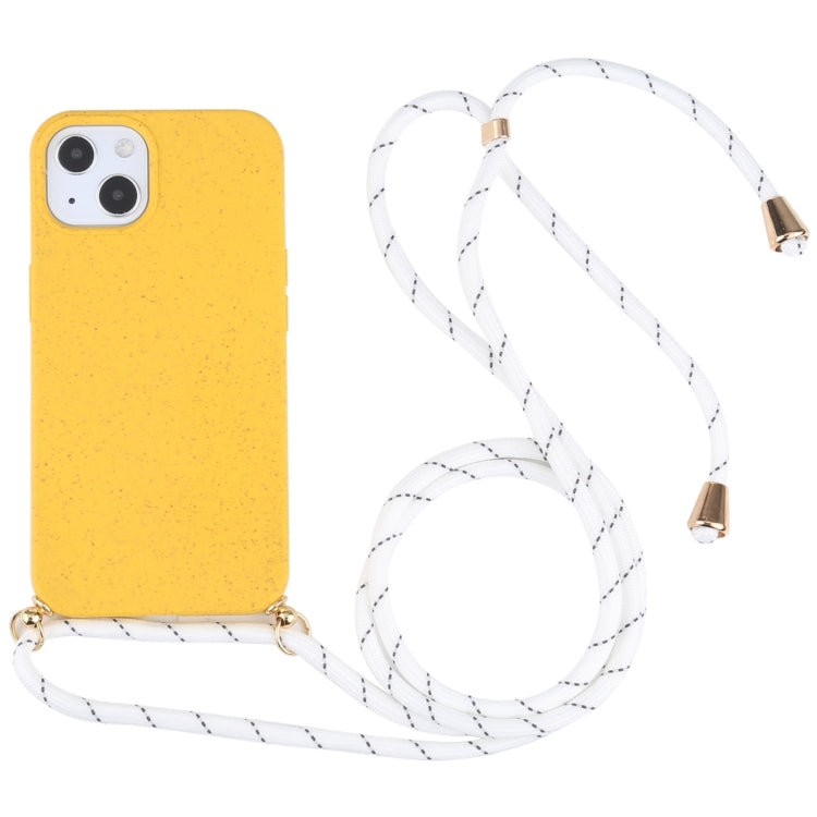 Wheat Straw TPU Shockproof Phone Case with Neck Lanyard