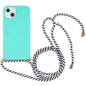 Wheat Straw TPU Shockproof Phone Case with Neck Lanyard, For iPhone 15 Plus, For iPhone 15