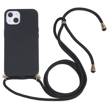 Wheat Straw TPU Shockproof Phone Case with Neck Lanyard, For iPhone 15 Plus, For iPhone 15