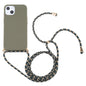 Wheat Straw TPU Shockproof Phone Case with Neck Lanyard, For iPhone 15 Plus, For iPhone 15