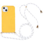 Wheat Straw TPU Shockproof Phone Case with Neck Lanyard, For iPhone 15 Plus, For iPhone 15