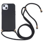 Wheat Straw TPU Shockproof Phone Case with Neck Lanyard, For iPhone 15 Plus, For iPhone 15