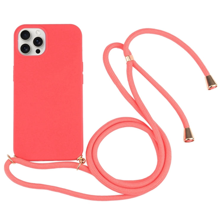Wheat Straw TPU Shockproof Phone Case with Neck Lanyard, For iPhone 16 Pro Max, For iPhone 16 Pro, For iPhone 16 Plus