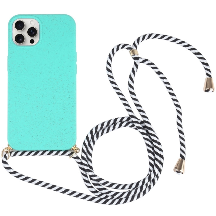 Wheat Straw TPU Shockproof Phone Case with Neck Lanyard, For iPhone 16 Pro Max, For iPhone 16 Pro, For iPhone 16 Plus