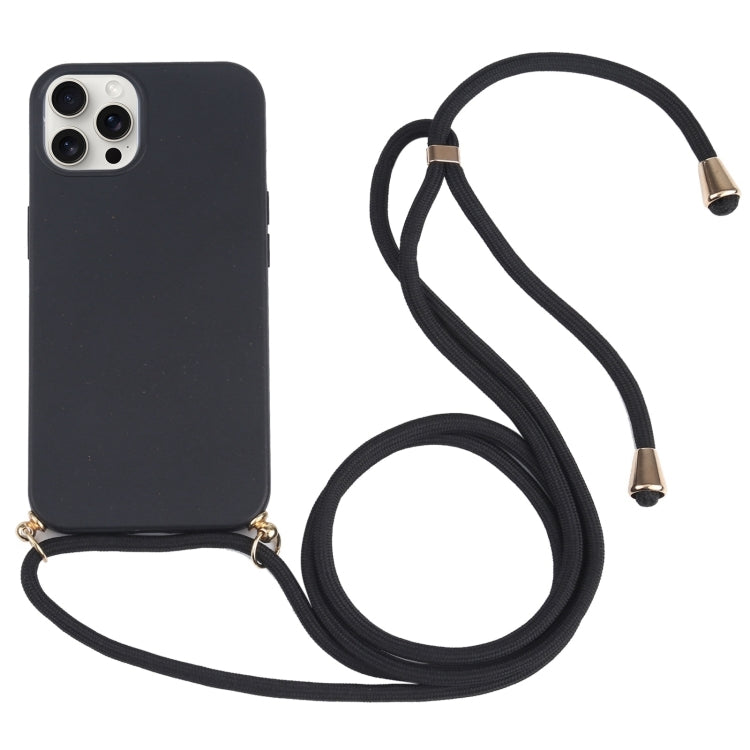 Wheat Straw TPU Shockproof Phone Case with Neck Lanyard, For iPhone 16 Pro Max, For iPhone 16 Pro, For iPhone 16 Plus