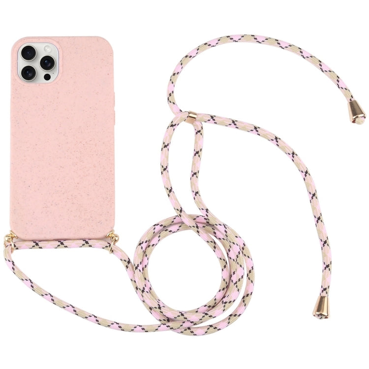 Wheat Straw TPU Shockproof Phone Case with Neck Lanyard, For iPhone 16 Pro Max, For iPhone 16 Pro, For iPhone 16 Plus