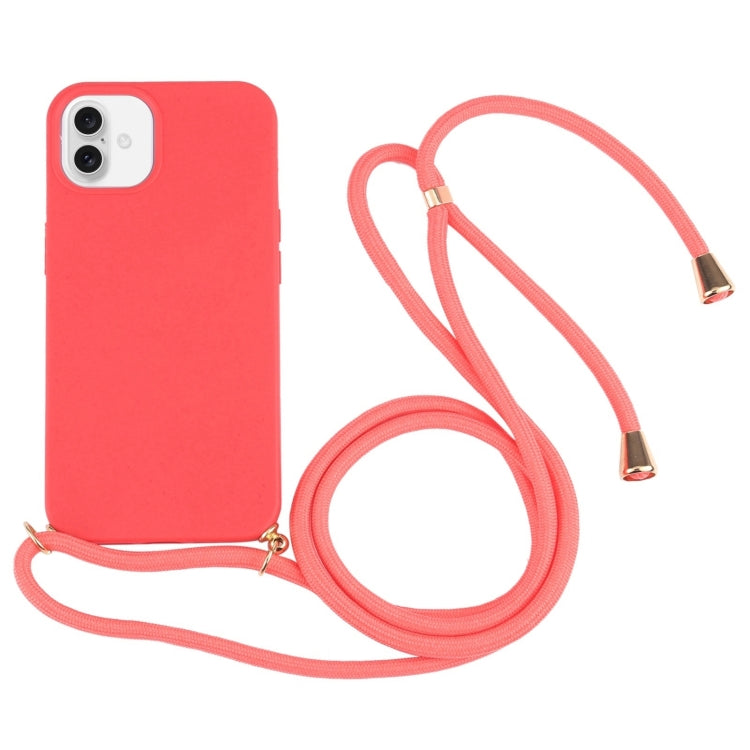Wheat Straw TPU Shockproof Phone Case with Neck Lanyard, For iPhone 16 Pro Max, For iPhone 16 Pro, For iPhone 16 Plus