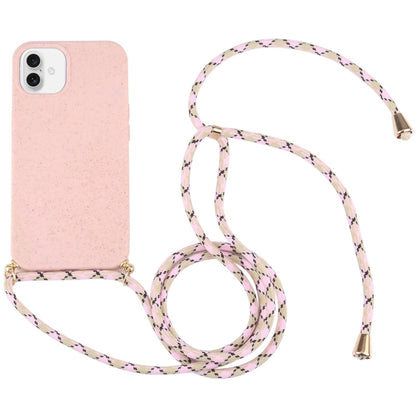 Wheat Straw TPU Shockproof Phone Case with Neck Lanyard, For iPhone 16, For iPhone 15 Pro Max, For iPhone 15 Pro