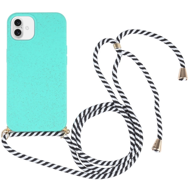 Wheat Straw TPU Shockproof Phone Case with Neck Lanyard, For iPhone 16, For iPhone 15 Pro Max, For iPhone 15 Pro
