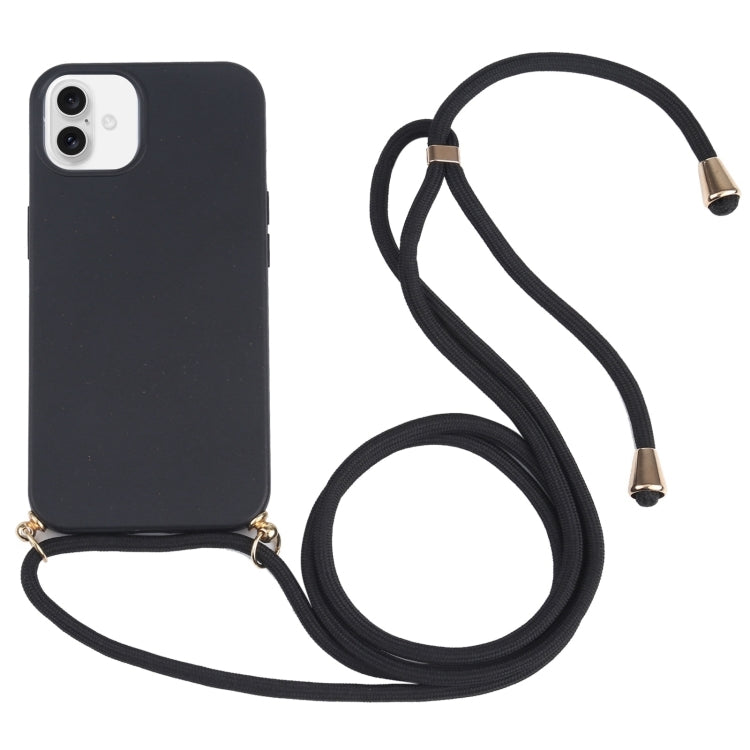 Wheat Straw TPU Shockproof Phone Case with Neck Lanyard, For iPhone 16, For iPhone 15 Pro Max, For iPhone 15 Pro