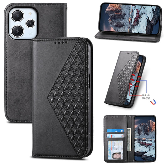 Cubic Grid Calf Texture Magnetic Leather Phone Case