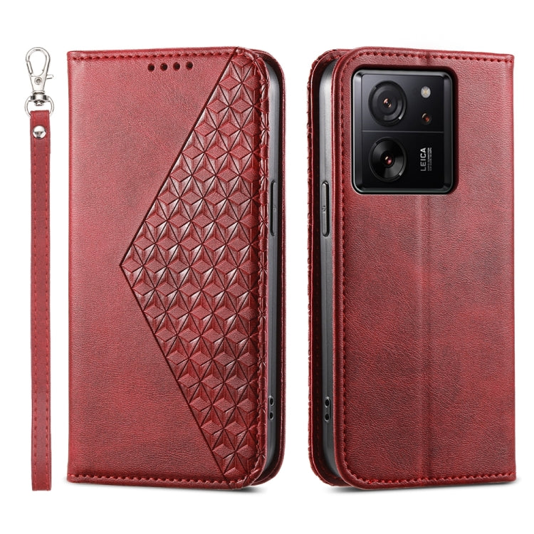 Cubic Grid Calf Texture Magnetic Leather Phone Case, Series 1