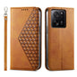 Cubic Grid Calf Texture Magnetic Leather Phone Case