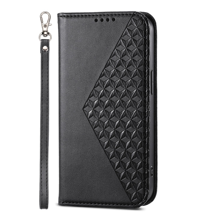 Cubic Grid Calf Texture Magnetic Leather Phone Case, Series 2