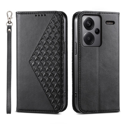 Cubic Grid Calf Texture Magnetic Leather Phone Case