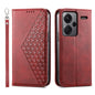 Cubic Grid Calf Texture Magnetic Leather Phone Case