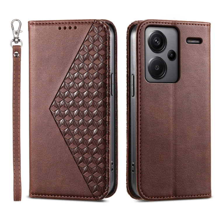 Cubic Grid Calf Texture Magnetic Leather Phone Case