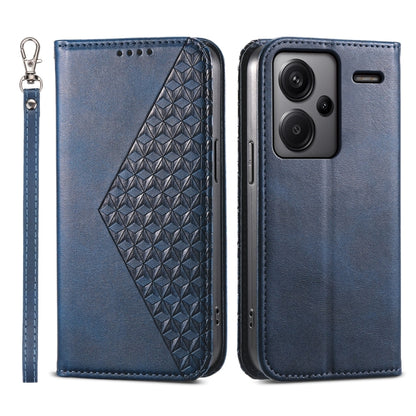 Cubic Grid Calf Texture Magnetic Leather Phone Case