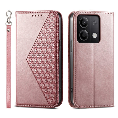 Cubic Grid Calf Texture Magnetic Leather Phone Case