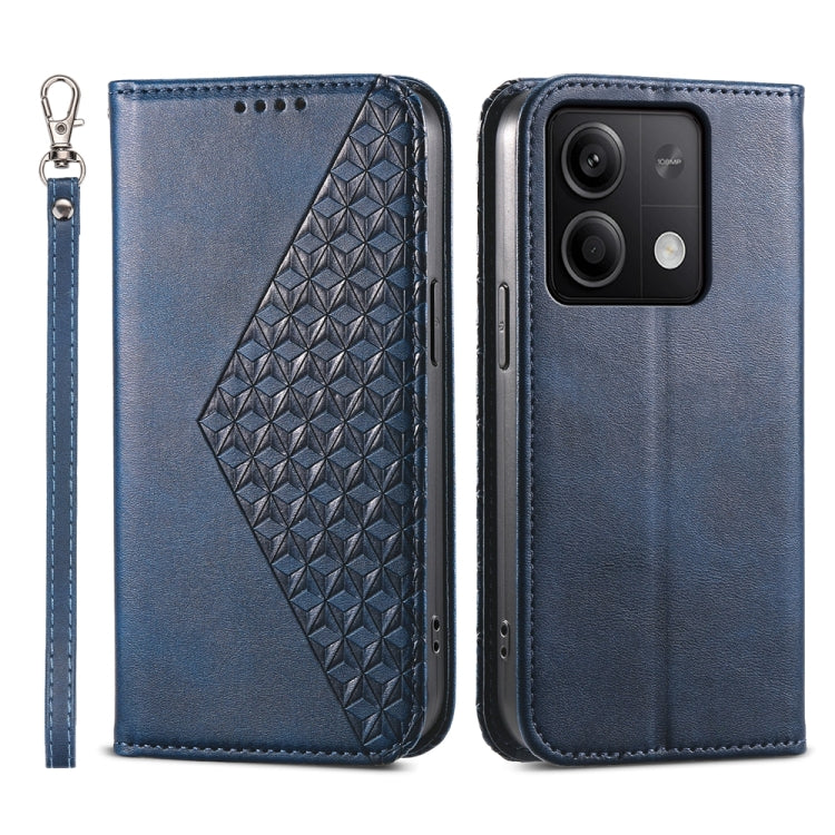Cubic Grid Calf Texture Magnetic Leather Phone Case